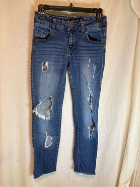 Blue Age Skinny Jeans Very Distressed Raw Hem Juniors Size 3